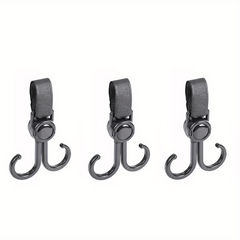 3pcs Stroller Hooks Mommy Hook 360 Degree Rotatable Pram Clips