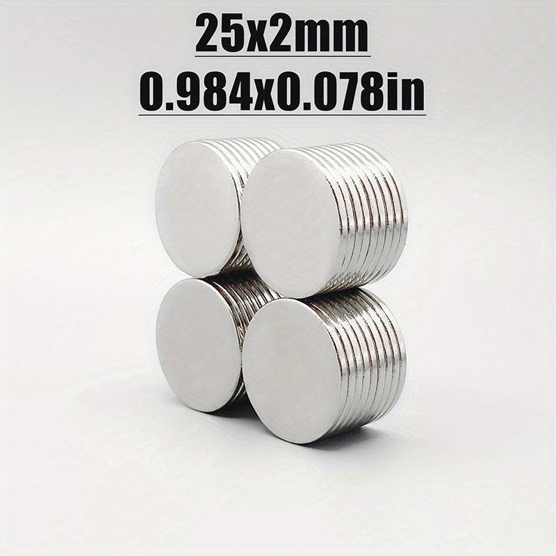 10pcs Round Neodymium Magnet 25x2mm Double Sided Adhesive Tape