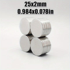 10pcs Round Neodymium Magnet 25x2mm Double Sided Adhesive Tape