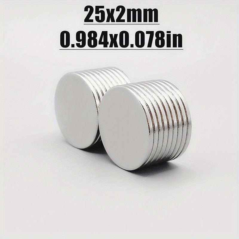 10pcs Round Neodymium Magnet 25x2mm Double Sided Adhesive Tape