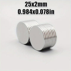 10pcs Round Neodymium Magnet 25x2mm Double Sided Adhesive Tape