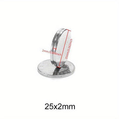 10pcs Round Neodymium Magnet 25x2mm Double Sided Adhesive Tape