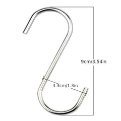 10pcs Stainless Steel S Hook Kitchen Bathroom Clothing Metal Hanging Hook