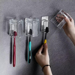 Stainless Steel Toothbrush Cup Holder Wall Hanging Rack