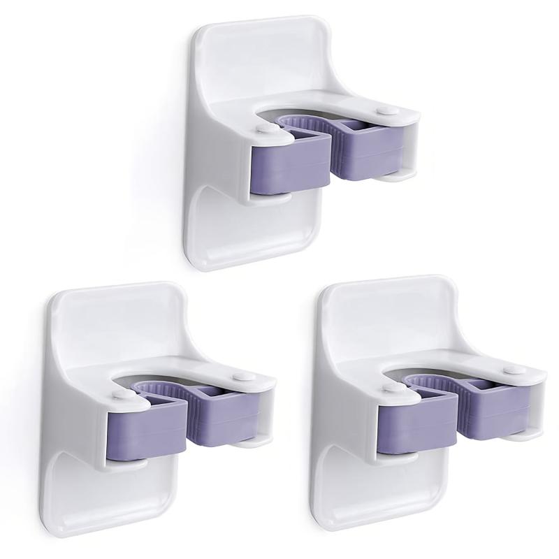 Sturdy Broom Holder Wall Mount Broom Gripper Holds Self Adhesive No Drilling