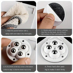 Self Adhesive Mute Wheel 4 Beads Furniture Casters Wheels 360 Rotation