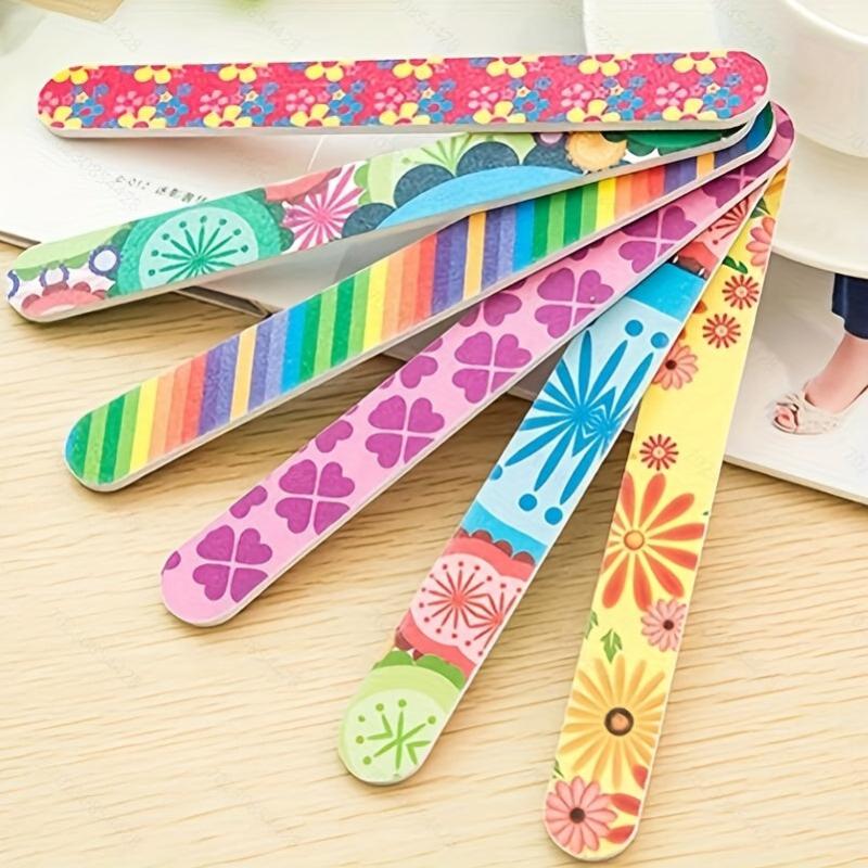 5pcs Flower Pattern Nail File for Manicure, Nail Art - Double Sided