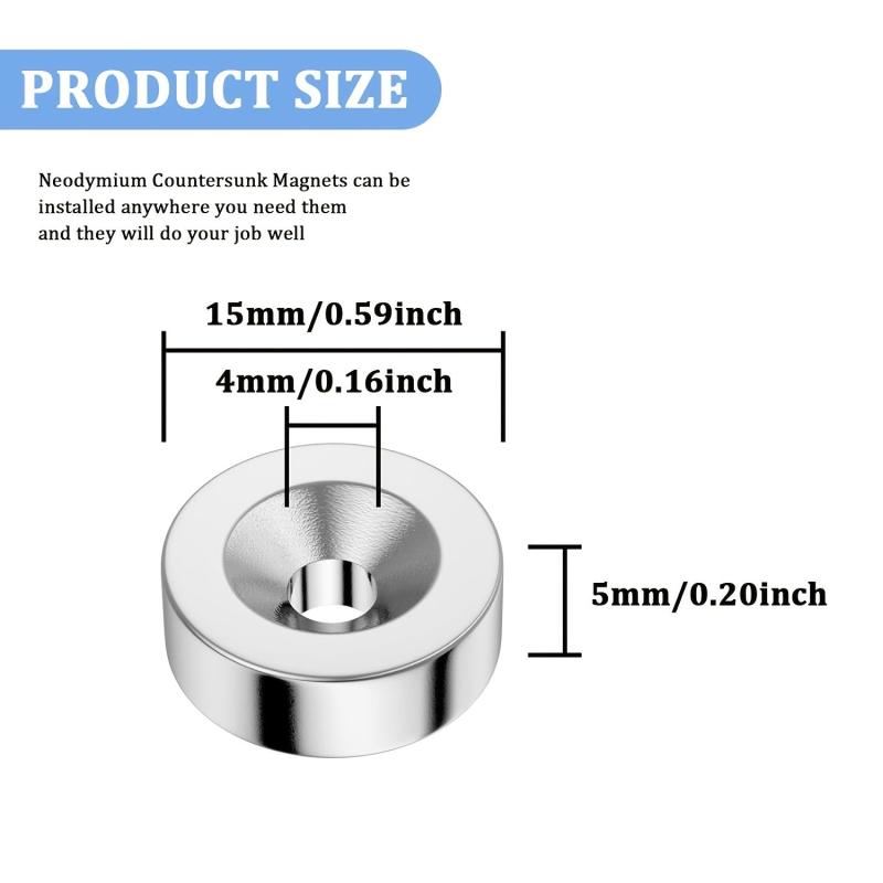 6pcs 15x5 4mm Neodymium Magnets with Screws
