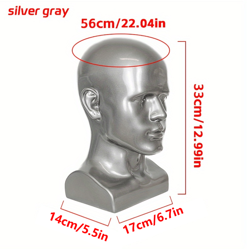 1pc Men's Model Head PVC Display Headwear Accessories