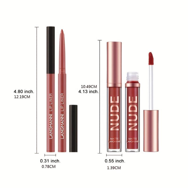 6-Piece Nude Lip Liner & Lipstick Set Matte Finish