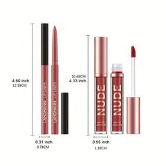 6-Piece Nude Lip Liner & Lipstick Set Matte Finish