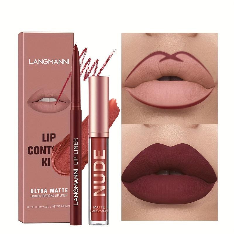 6-Piece Nude Lip Liner & Lipstick Set Matte Finish