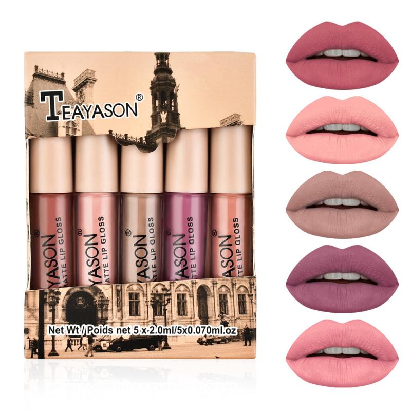 5pcs Matte Rose Lip Gloss for Ladies Beauty & Special Occasions