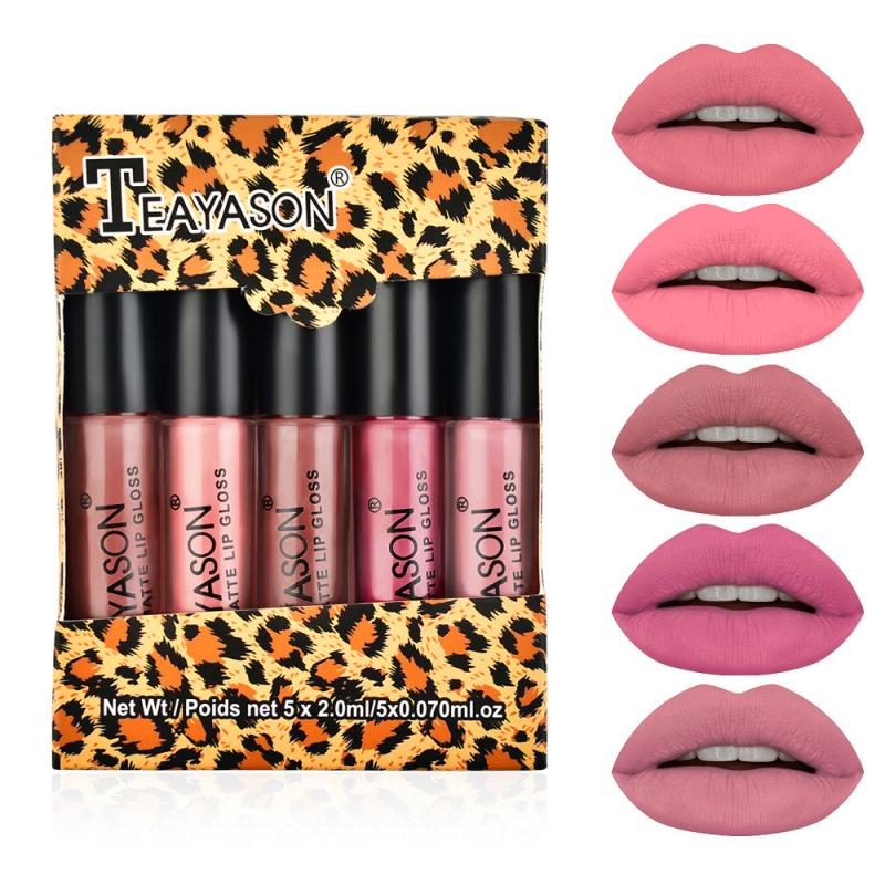 5pcs Matte Rose Lip Gloss for Ladies Beauty & Special Occasions