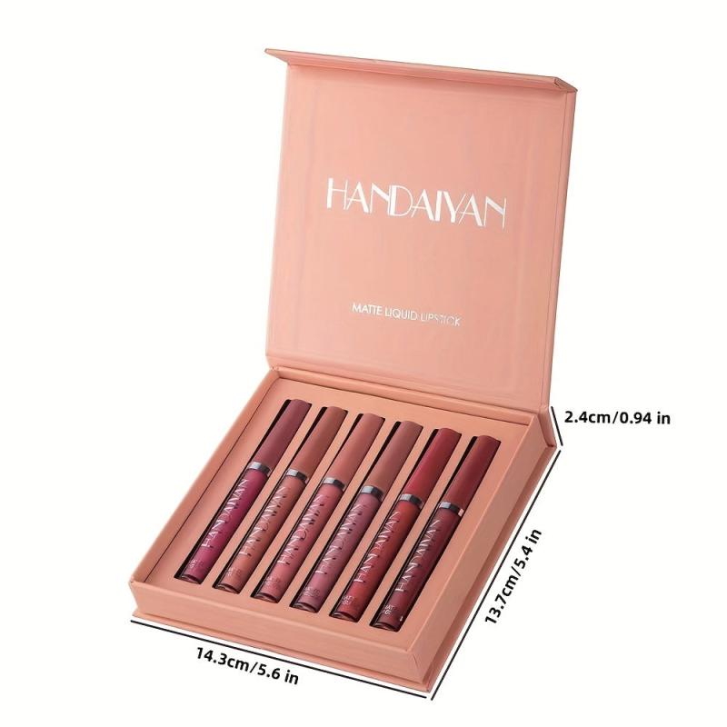 6pcs Liquid Lipstick Set Non Sticky Lip Gloss Satin Texture Plumping Lip Glaze