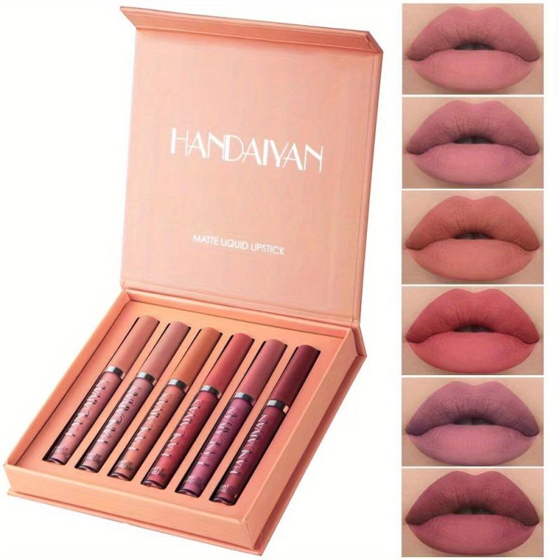 6pcs Liquid Lipstick Set Non Sticky Lip Gloss Satin Texture Plumping Lip Glaze