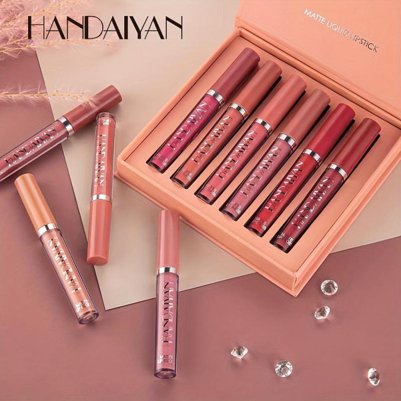 6pcs Liquid Lipstick Set Non Sticky Lip Gloss Satin Texture Plumping Lip Glaze