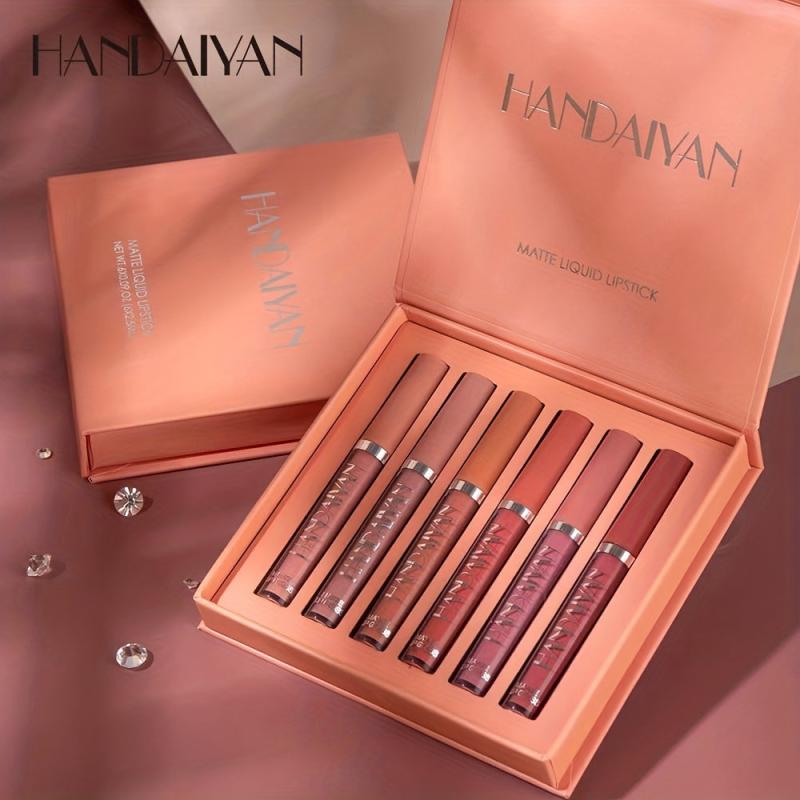 6pcs Liquid Lipstick Set Non Sticky Lip Gloss Satin Texture Plumping Lip Glaze