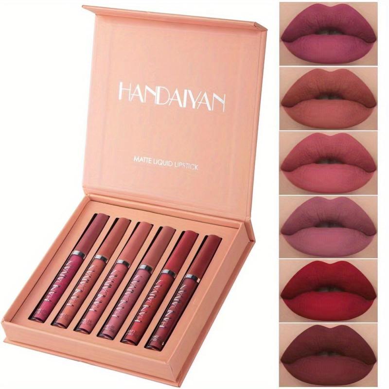 6pcs Liquid Lipstick Set Non Sticky Lip Gloss Satin Texture Plumping Lip Glaze