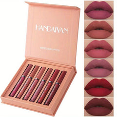 6pcs Liquid Lipstick Set Non Sticky Lip Gloss Satin Texture Plumping Lip Glaze