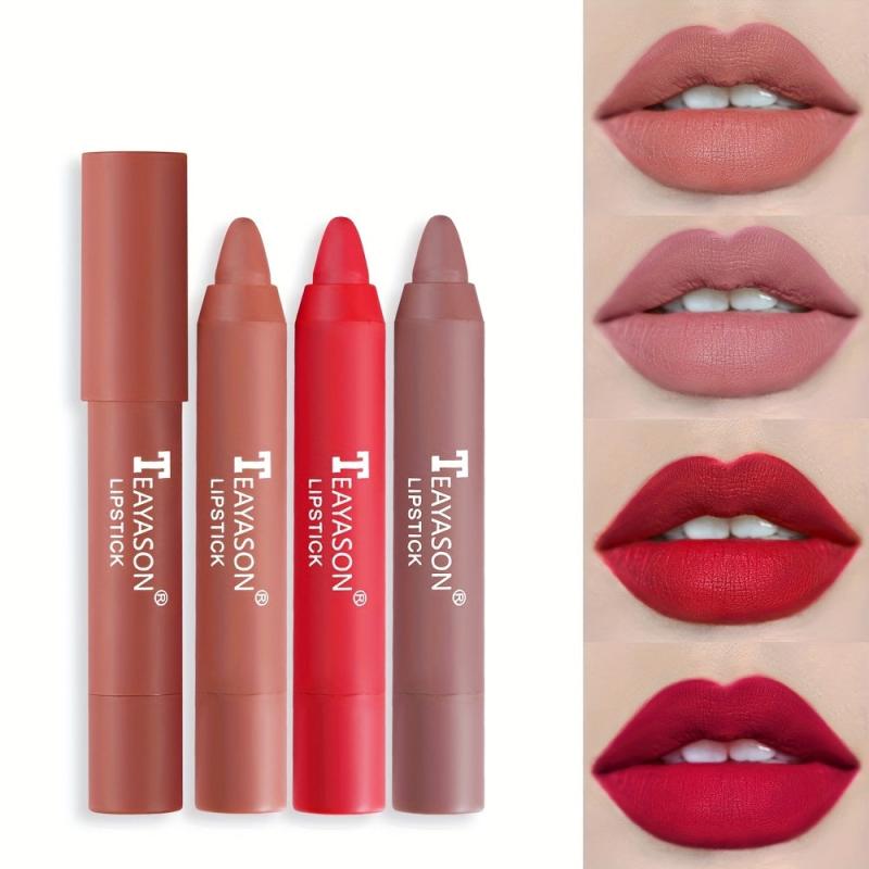 12-Color Matte Lipstick Crayons Long Lasting Waterproof Sun Protection