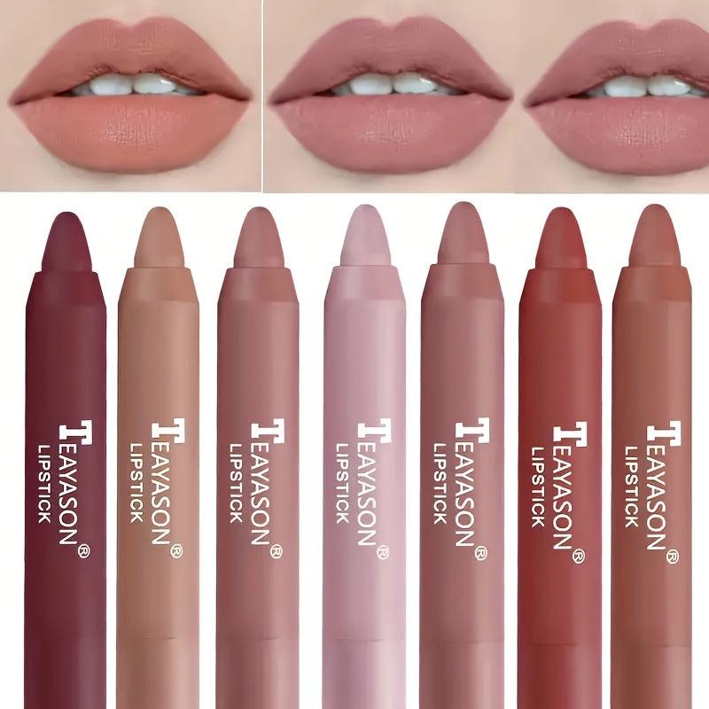 12-Color Matte Lipstick Crayons Long Lasting Waterproof Sun Protection