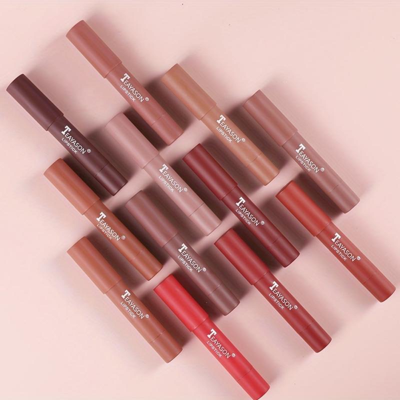 Matte Lipstick Crayons - 12 Colors Long Lasting Waterproof Sun Protection