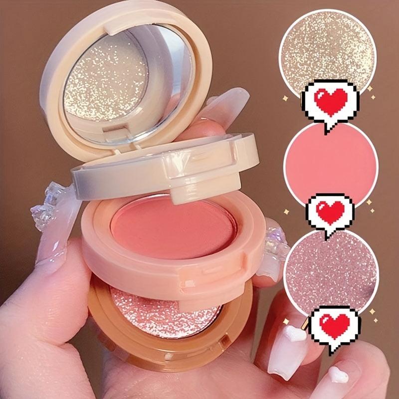 3-in-1 Blush Palette for Contouring, Brightening, and Radiant Blush