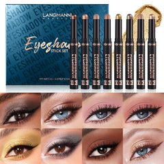 Waterproof Eyeshadow Sticks Set: Shimmer & Matte Neutral Brown Pencil Crayons