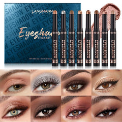 Waterproof Eyeshadow Sticks Set: Shimmer & Matte Neutral Brown Pencil Crayons