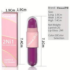 2-in-1 Lipstick Lip Gloss Set Waterproof Long Lasting Matte Finish Lip Makeup