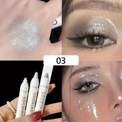 Glitter Silvery Eyeshadow Pen Waterproof Shimmer Matte Eyelid Under Crease Stick