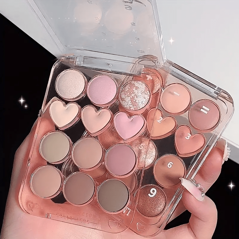 12 Colors Love Heart Eyeshadow Palette Matte Shimmer Brown Pink Orange