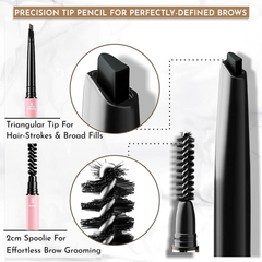 4 Colors Retractable Dual Sided Eyebrow Pencil with Brush