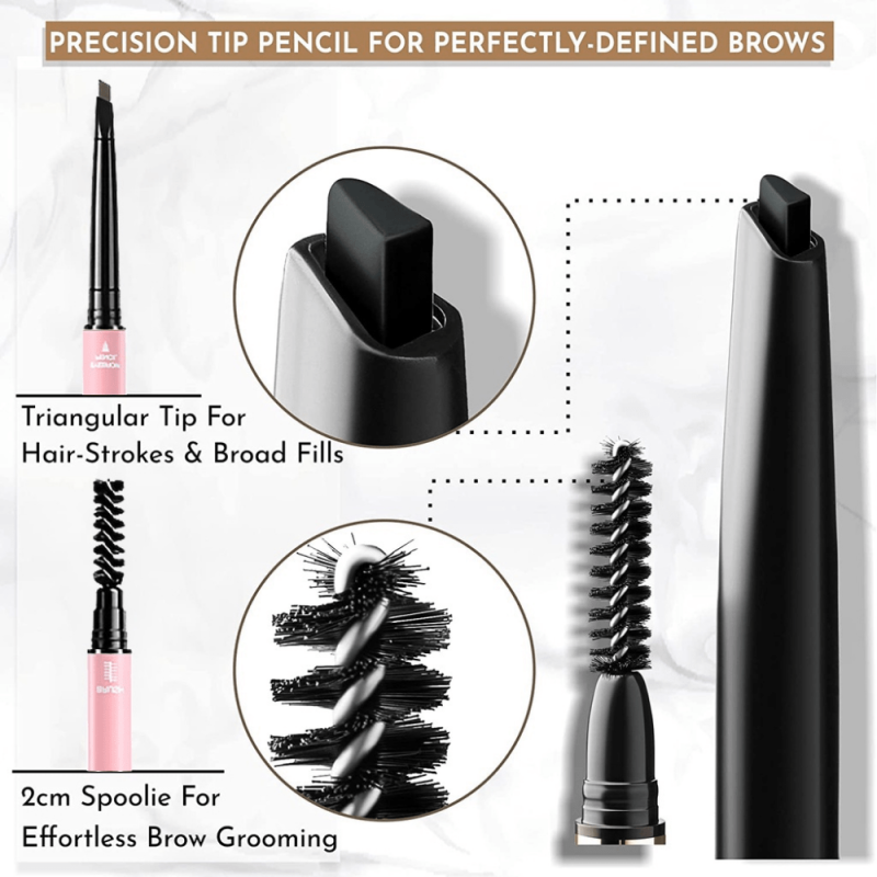 Retractable Eyebrow Pencil Dual Sided Brow Brush Slim Tip Triangle Head
