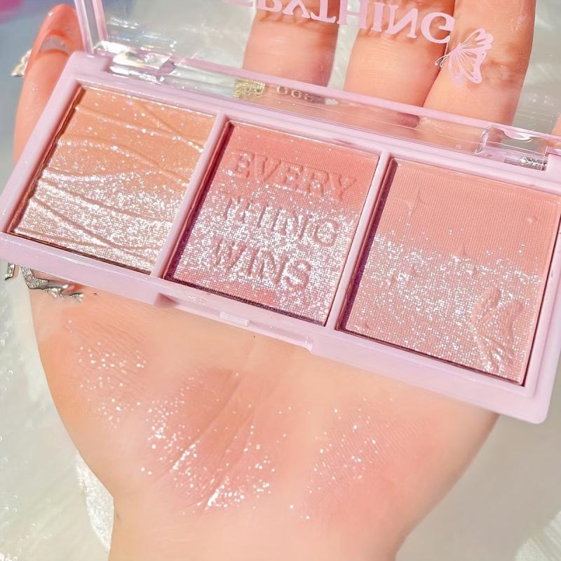 Secret Garden Tri Blush Eye Shadow Rose Milk Natural Matte Makeup