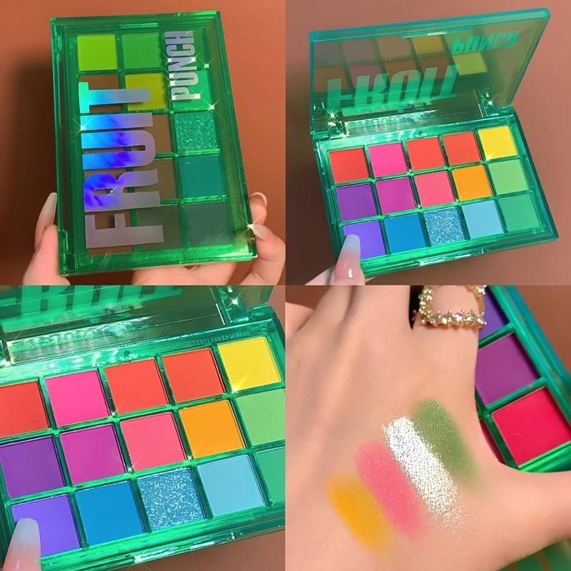 Neon Eyeshadow Palette 15 Shades Green Purple Yellow Shimmer Matte Cosmetics