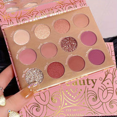12 Colors Amorous Rose Eyeshadow Palette with Highlighting & Contouring