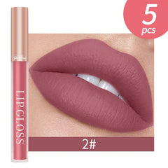 5PCS Waterproof Long Lasting Red Lip Tint Velvet Matte Lip Gloss