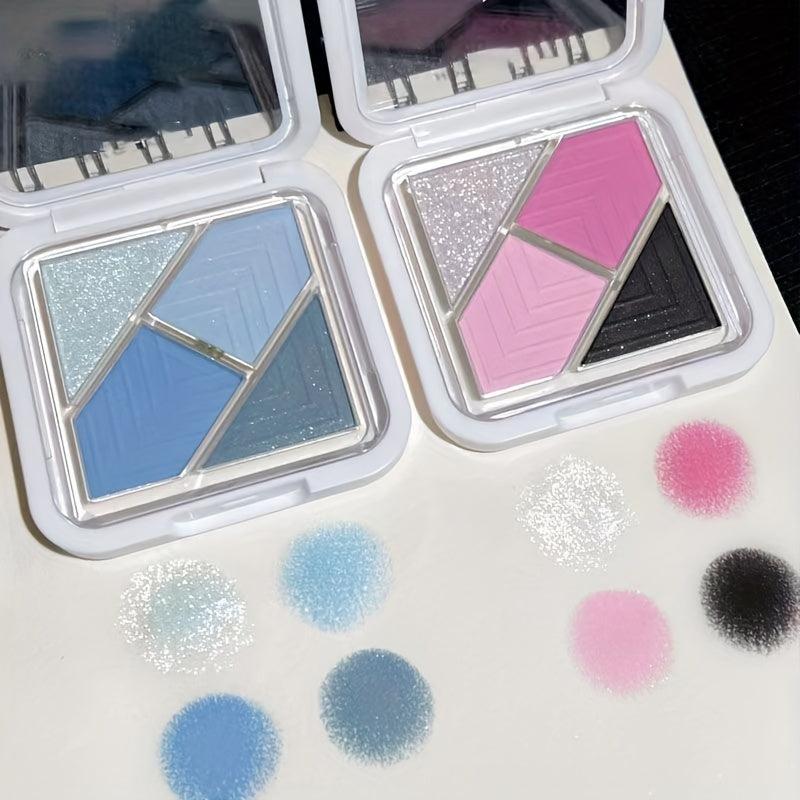 Portable 4 Eyeshadow Palette Pink Summer Green Contrast Mini Pocket
