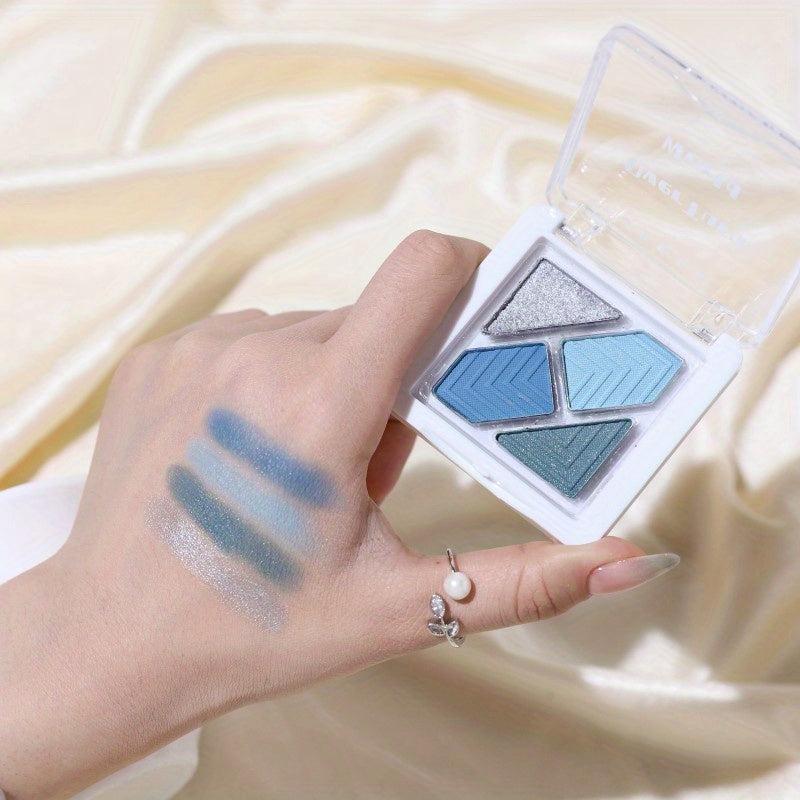 Portable 4 Eyeshadow Palette Pink Summer Green Contrast Mini Pocket