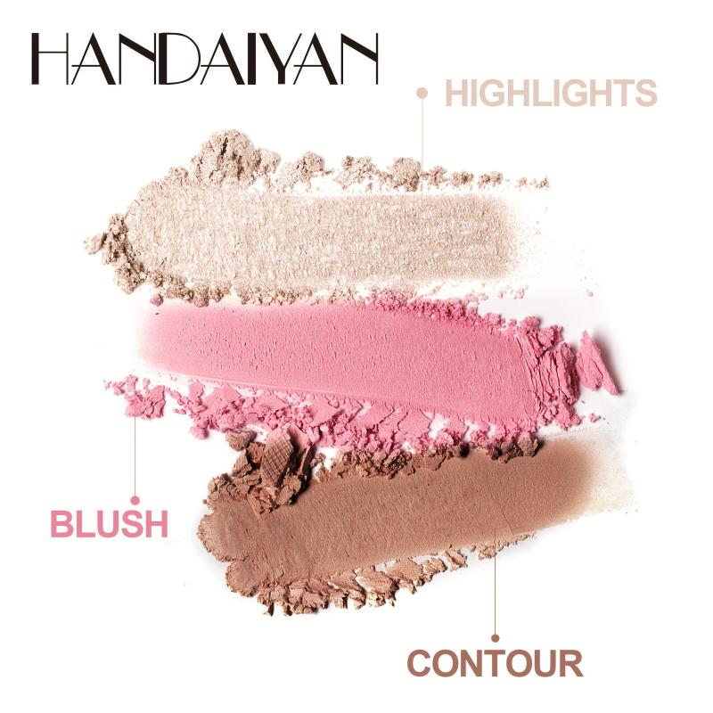 3-in-1 Contour Highlight Blush Palette Face Brightening Matte Eye Shadow