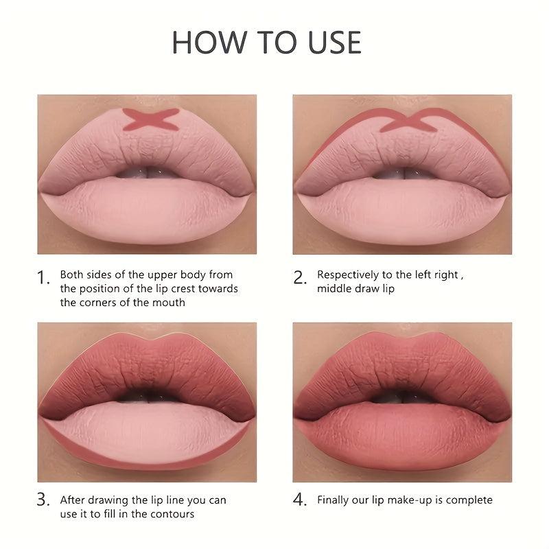 VERONNI Nude Matte Lip Liner Pencil Waterproof Sweatproof Correcting Lip Pen