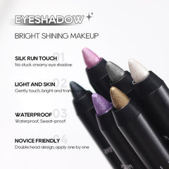 6 Colors Eyeshadow Pencil Stick Waterproof Pearly Shimmer Glitter Eyeshadow
