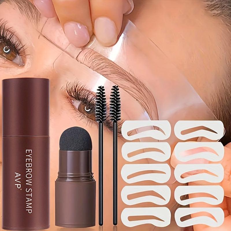 Waterproof Eyebrow Shaping Set with Stencil, Powder Stick & Brush