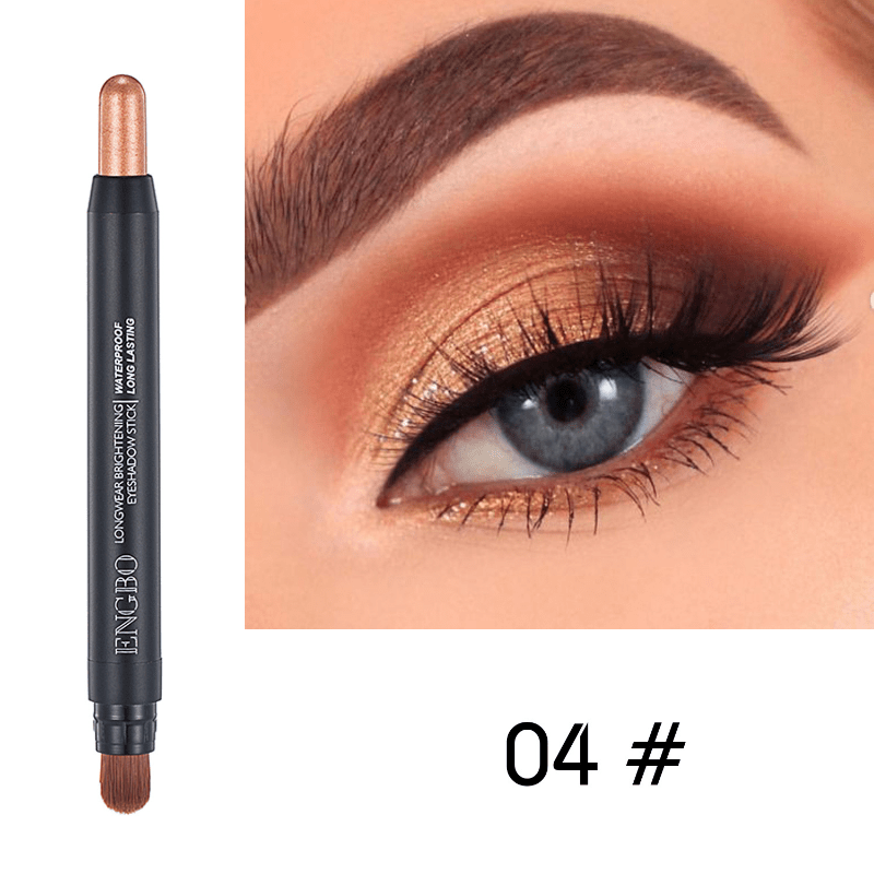 12-Color High Pigmented Eyeshadow Stick with Brush for Long Lasting Makeup