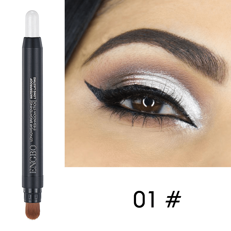 12-Color High Pigmented Eyeshadow Stick with Brush for Long Lasting Makeup