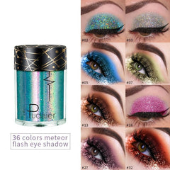 Pudaier 16 Colors Glittering Sequins Eye Shadow Powder for Women