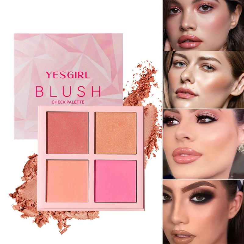 4 Colors Blush Palette Lightweight Long Lasting Waterproof Blendable