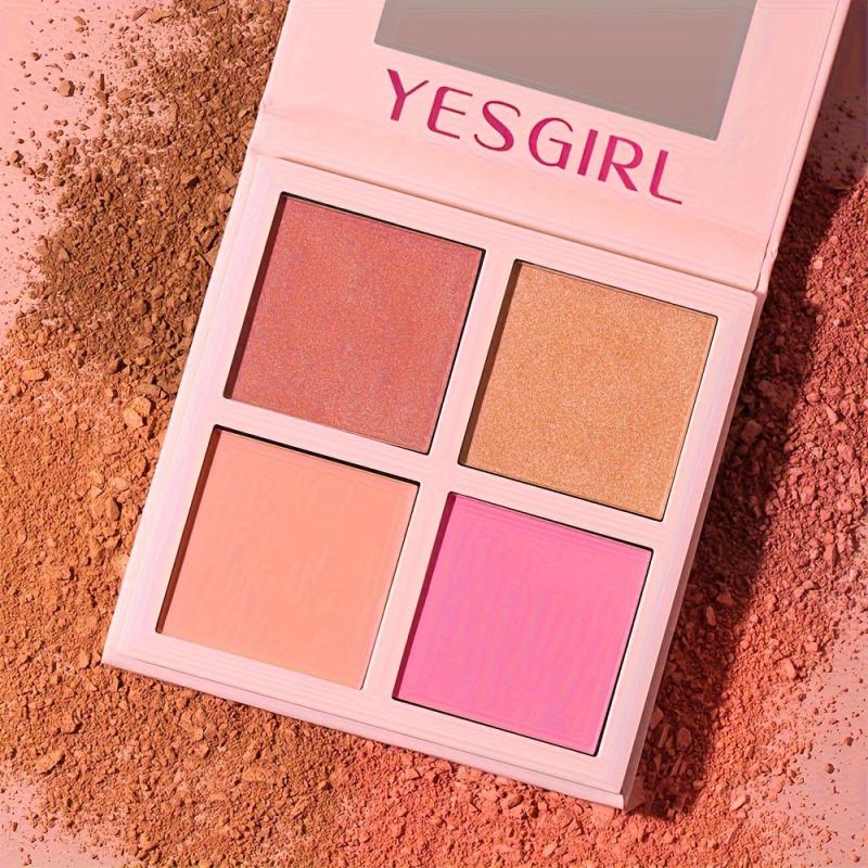 4 Colors Blush Palette Lightweight Long Lasting Waterproof Blendable